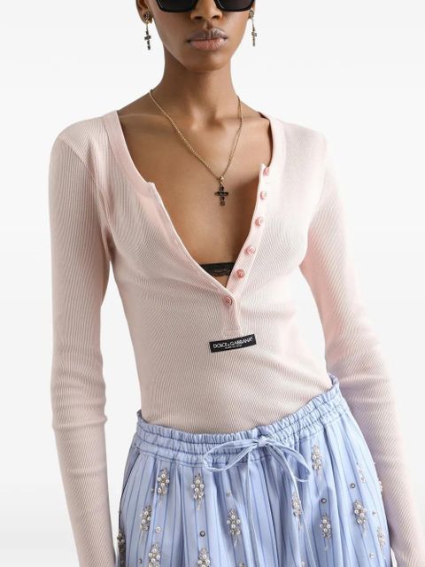 Dolce & Gabbana ribbed cotton serafino T-shirt - Pink