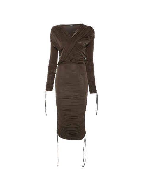 Balmain draped midi dress - Brown - zdjęcie produktu nr 1