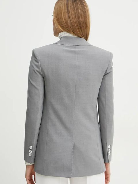 Luisa Spagnoli marynarka z domieszką wełny kolor szary dwurzędowa gładka 541870 - zdjęcie produktu nr 2