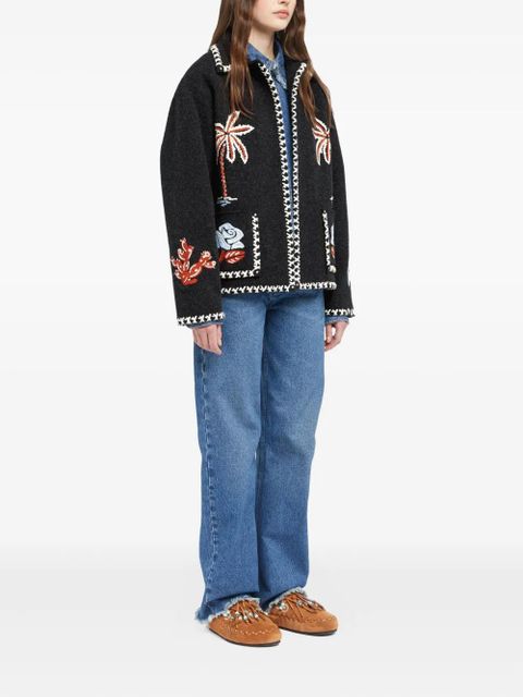 Alanui Remember Me embroidered palm-tree jacket - Grey
