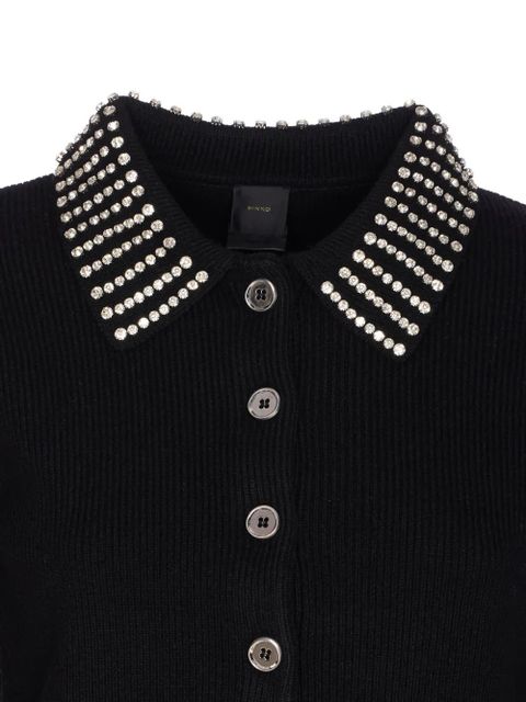 PINKO crystal-collar half-zip cropped sweater - Black