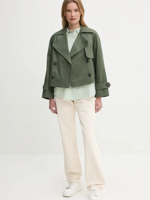 Tommy Hilfiger koszula lniana damska kolor zielony relaxed z kołnierzykiem klasycznym WW0WW46169