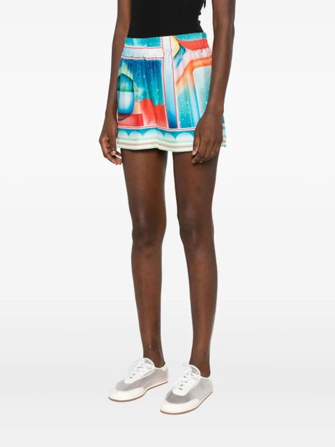 Casablanca Galaxy Court silk shorts - Blue