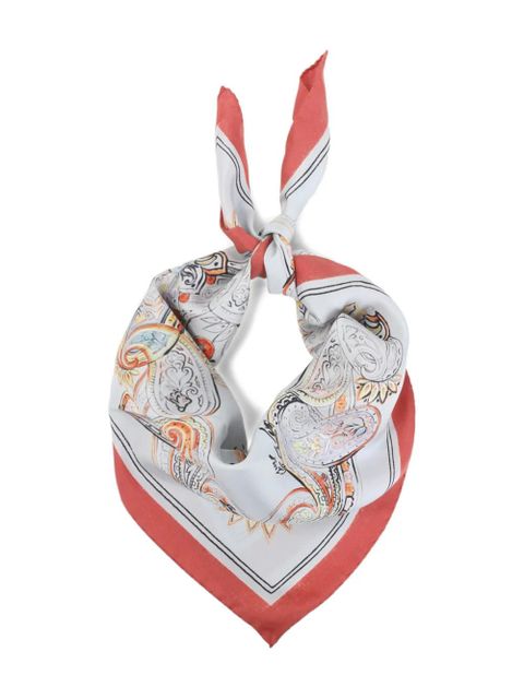 ETRO paisley-print border-detail scarf - White