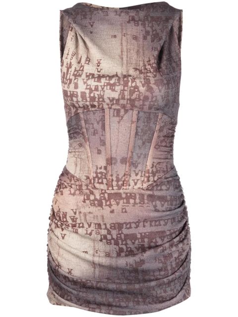 MISBHV Typewriter Corset mini dress - Brown - zdjęcie produktu nr 1