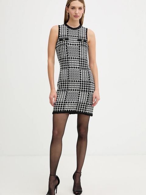 Twinset sukienka z dodatkiem wełny kolor biały mini dopasowana 252TT3042