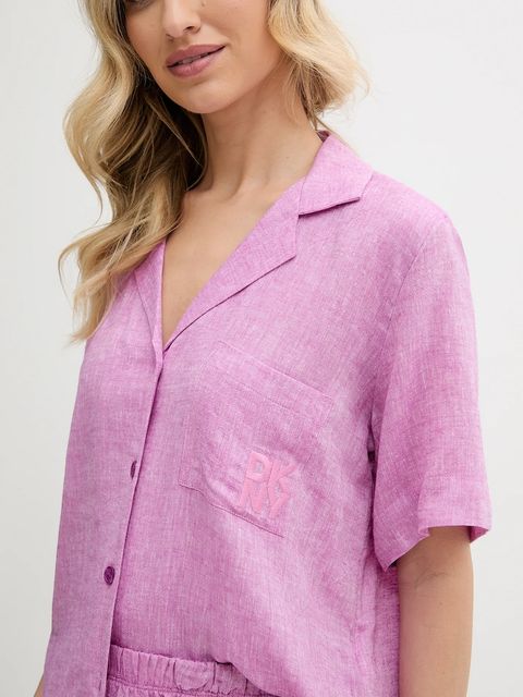 Dkny piżama lniana damska kolor fioletowy YI90054