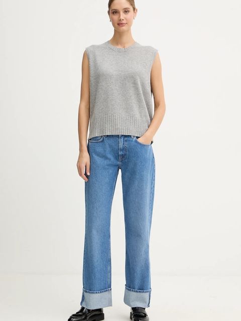 United Colors of Benetton kamizelka z dodatkiem wełny kolor szary lekki 126WD10BA - zdjęcie produktu nr 2