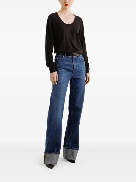 Dolce & Gabbana scoop-neck long-sleeve top - Brown