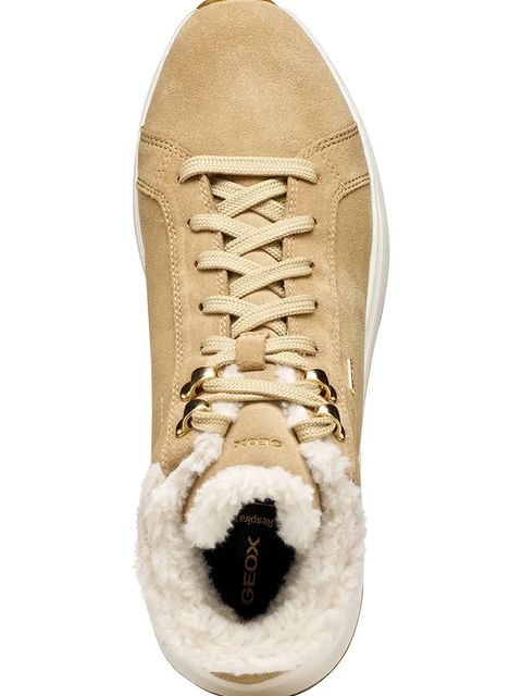 Geox botki D SPHERICA ACTIF X2 damskie kolor beżowy na płaskim obcasie lekko ocieplone D56WPA 00022 C5010