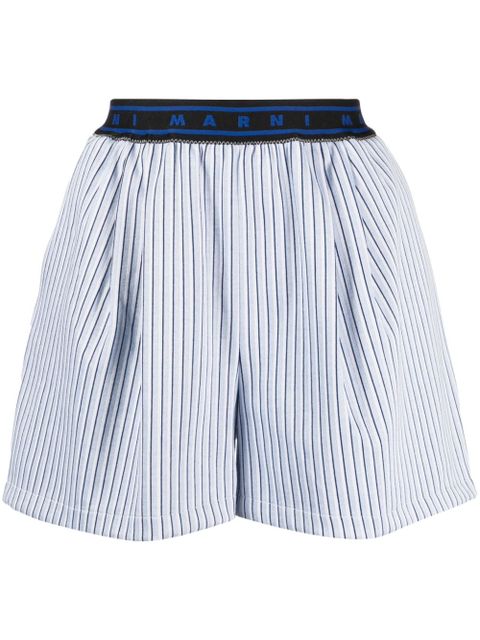 Marni logo-waistband striped shorts - Blue - zdjęcie produktu nr 1