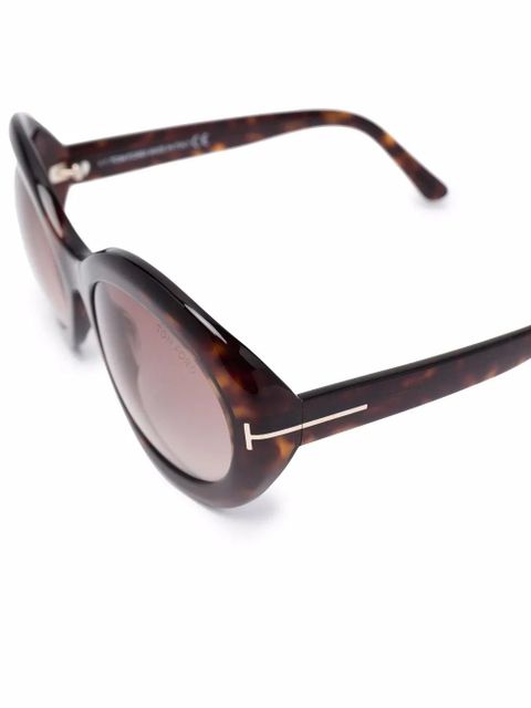 TOM FORD Eyewear logo tortoiseshell-effect sunglasses - Brown - zdjęcie produktu nr 2