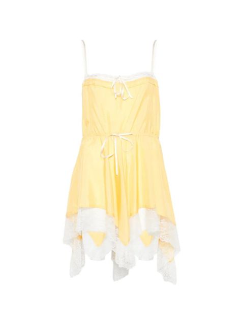 Saint Laurent lace-detail strapless mini dress - Yellow - zdjęcie produktu nr 1