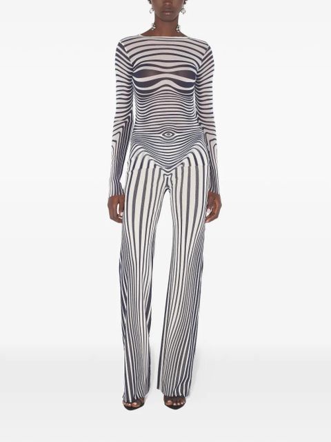 Jean Paul Gaultier long-sleeve morphing-stripes top - White