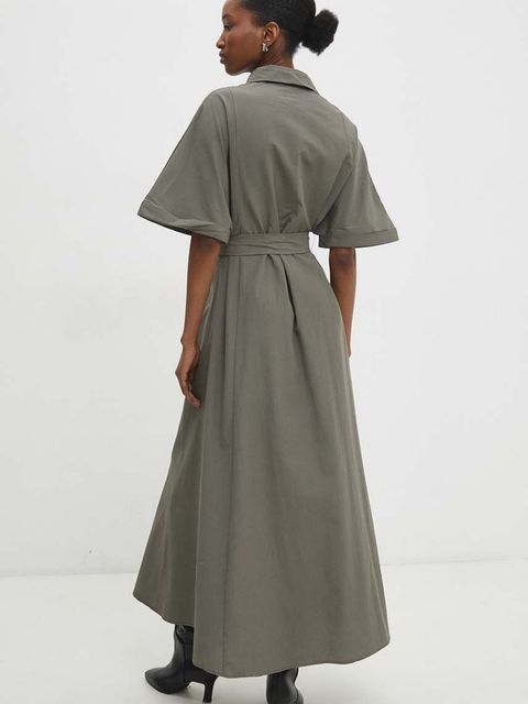 Answear.LAB sukienka kolor zielony maxi rozkloszowana