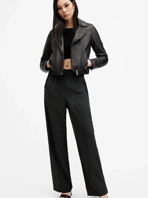 AllSaints kurtka skórzana DALBY damska kolor czarny przejściowa W086LB