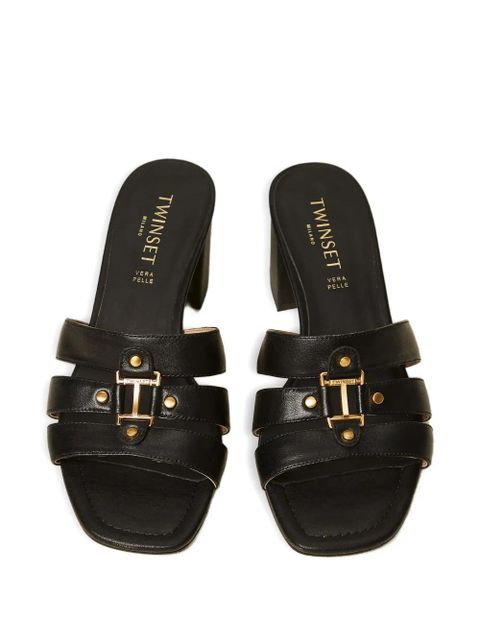 TWINSET logo-detail leather sandals - Black