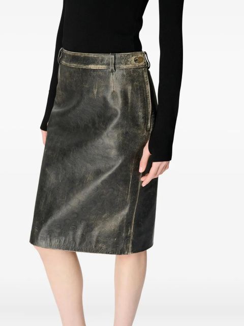 Marine Serre Moon leather midi skirt - Black