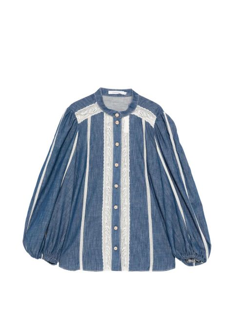 ZIMMERMANN lace-detail button-up shirt - Blue - zdjęcie produktu nr 1