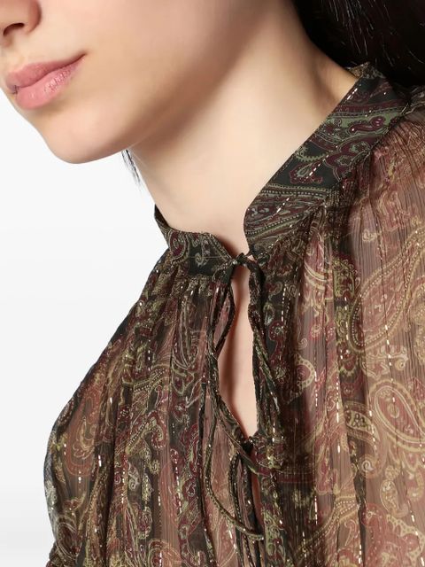 Saint Laurent paisley-print drawstring blouse - Green