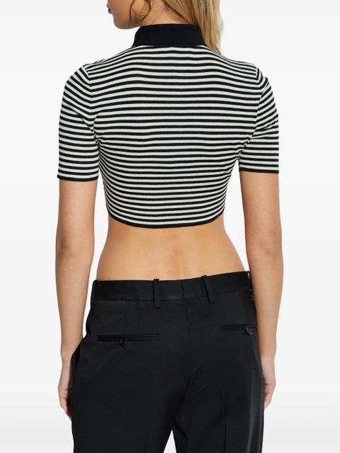 Dolce & Gabbana striped cropped polo shirt - Black
