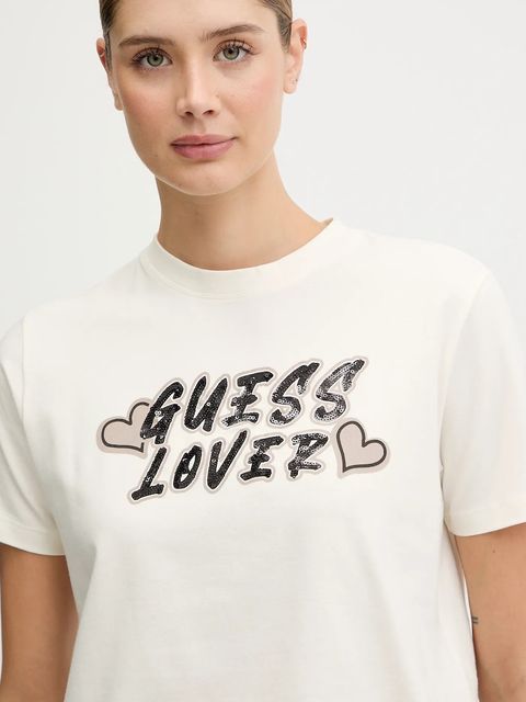 Guess t-shirt FOSCA damski kolor beżowy V5BI06 J1314