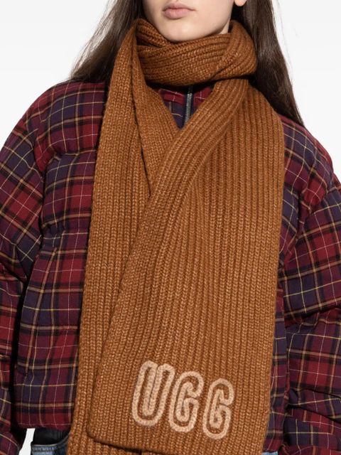 UGG ribbed logo scarf - Brown