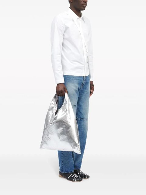 MM6 Maison Margiela Classic Japanese metallic-effect tote bag - Silver - zdjęcie produktu nr 2