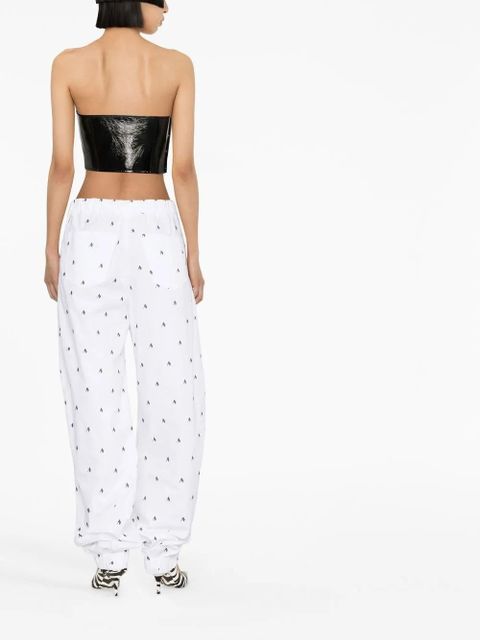 The Attico Rey logo-print wide-leg trousers - White