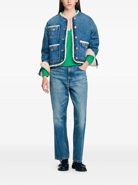 SANDRO shearling-trimmed denim jacket - Blue - zdjęcie produktu nr 2