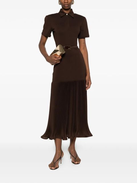 Rowen Rose pleated collared midi dress - Brown - zdjęcie produktu nr 2