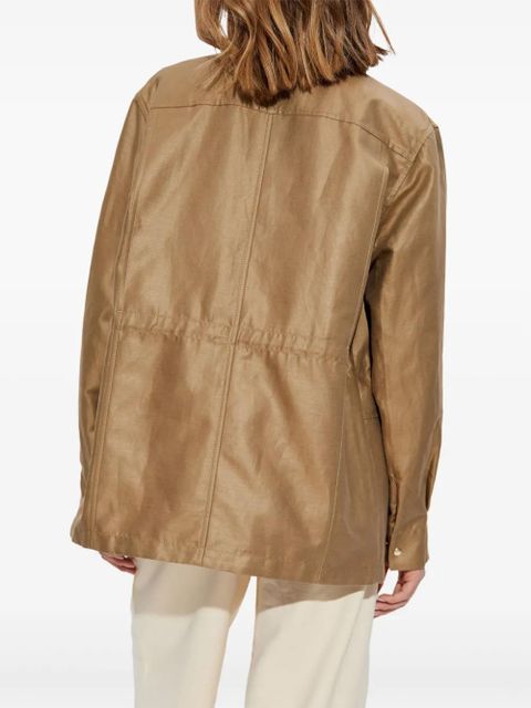 Moncler linen utility jacket - Brown