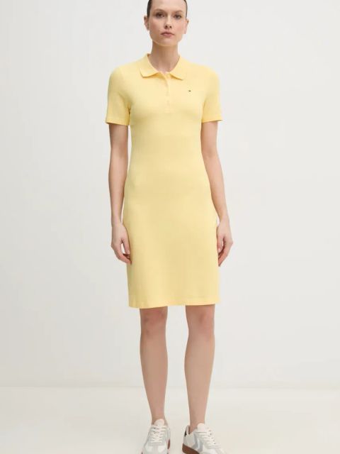 Tommy Hilfiger sukienka kolor żółty mini dopasowana WW0WW43228