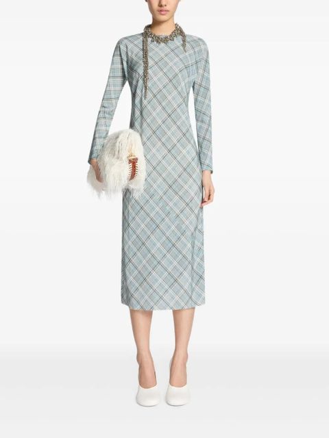 DRIES VAN NOTEN plaid midi dress - Green - zdjęcie produktu nr 2