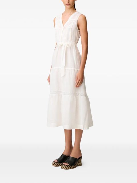 Claudie Pierlot lace-trim belted dress - White