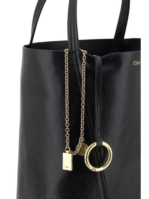 Chloé Spin pebbled-leather tote bag - Black