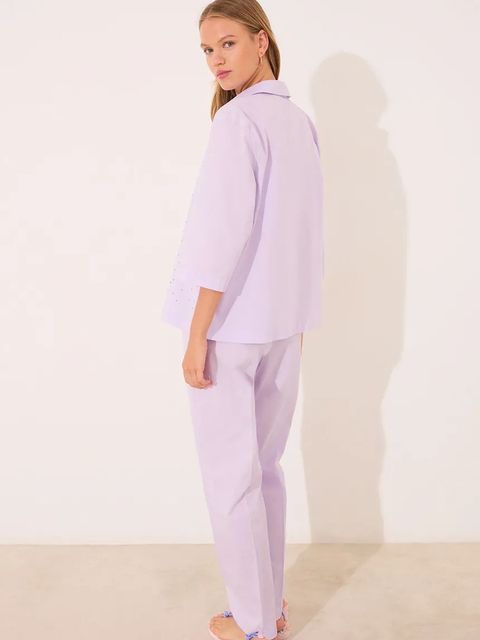 women'secret piżama damska kolor fioletowy bawełniana 3592401