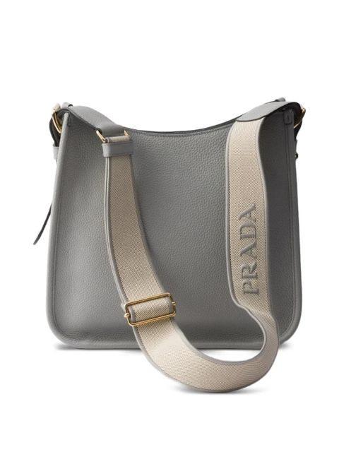 Prada logo-detail leather shoulder bag - Grey
