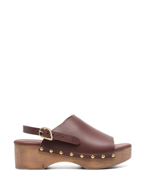 Ancient Greek Sandals buckled leather clogs - Brown