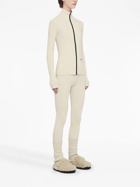 Jil Sander logo-patch knitted leggings - Neutrals