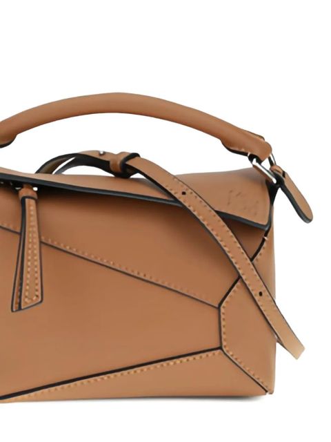 LOEWE mini Puzzle Edge geometric-panel tote bag - Brown