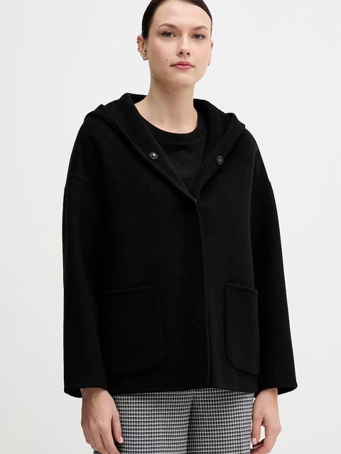 United Colors of Benetton płaszcz z dodatkiem wełny kolor czarny 28F7DN08M - zdjęcie produktu nr 1