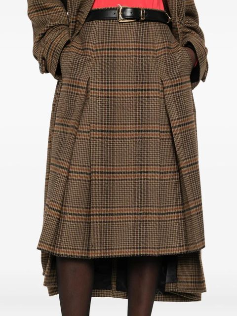 Saint Laurent pleated plaid midi skirt - Brown - zdjęcie produktu nr 2