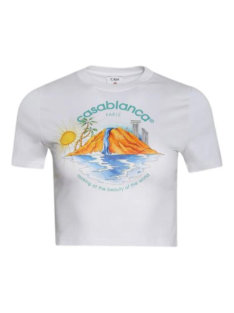Casablanca graphic-print cropped T-shirt - White - zdjęcie produktu nr 1
