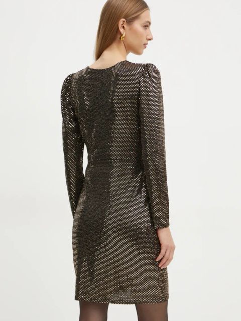 Morgan sukienka RSTELLA kolor złoty mini rozkloszowana RSTELLA