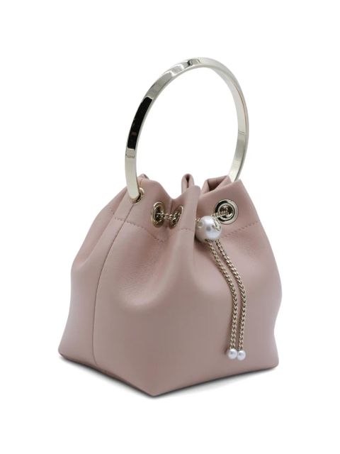 Jimmy Choo Bon Bon ring-handle pearl-charm bucket bag - Pink