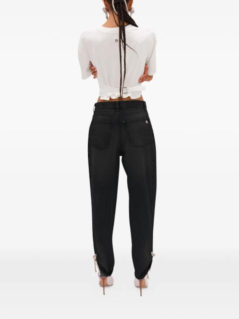 AREA crystal-knot jeans - Black