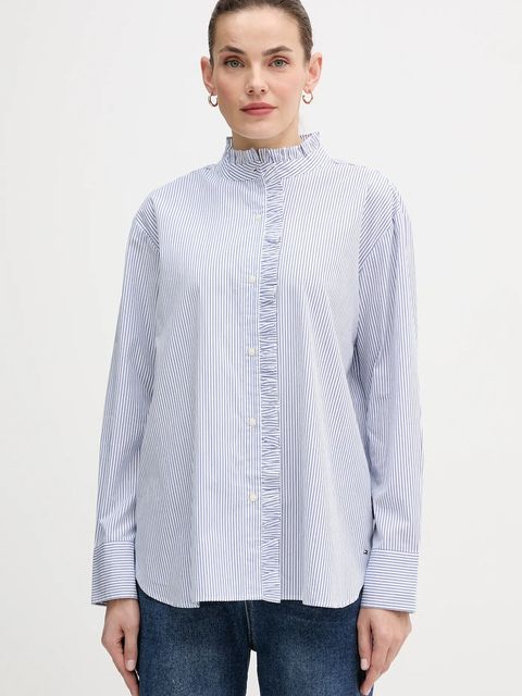 Tommy Hilfiger koszula bawełniana damska kolor niebieski relaxed ze stójką WW0WW46848 - zdjęcie produktu nr 1
