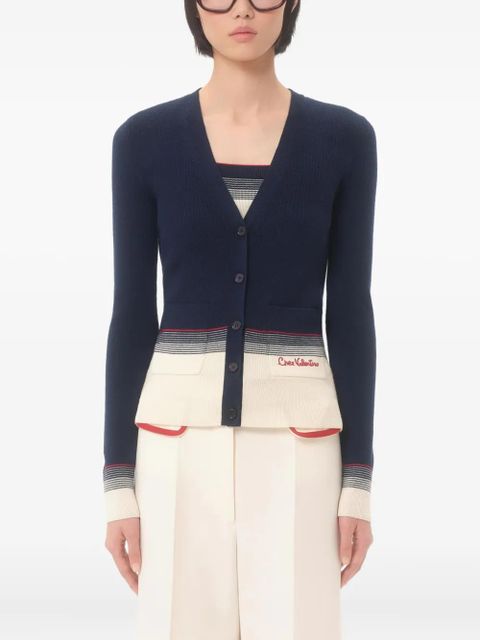 Valentino Garavani stripe-detail cardigan - Blue - zdjęcie produktu nr 2
