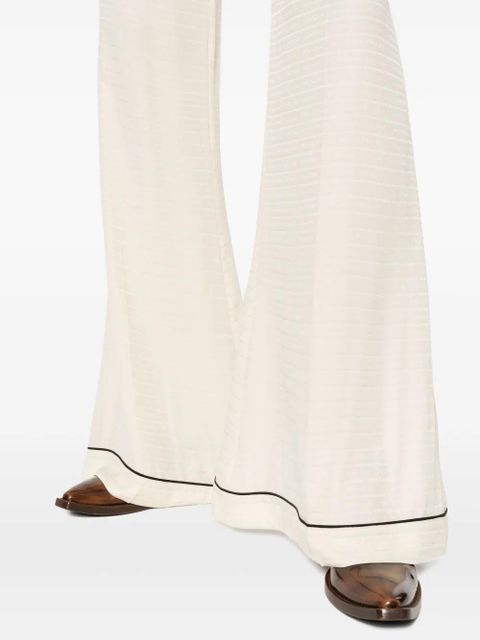 Prada high-waisted flared silk trousers - Neutrals